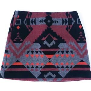 GAP Southwest Wool Mini Skirt Geo Size 2 Pockets Blanket Style Fall Winter Muted
